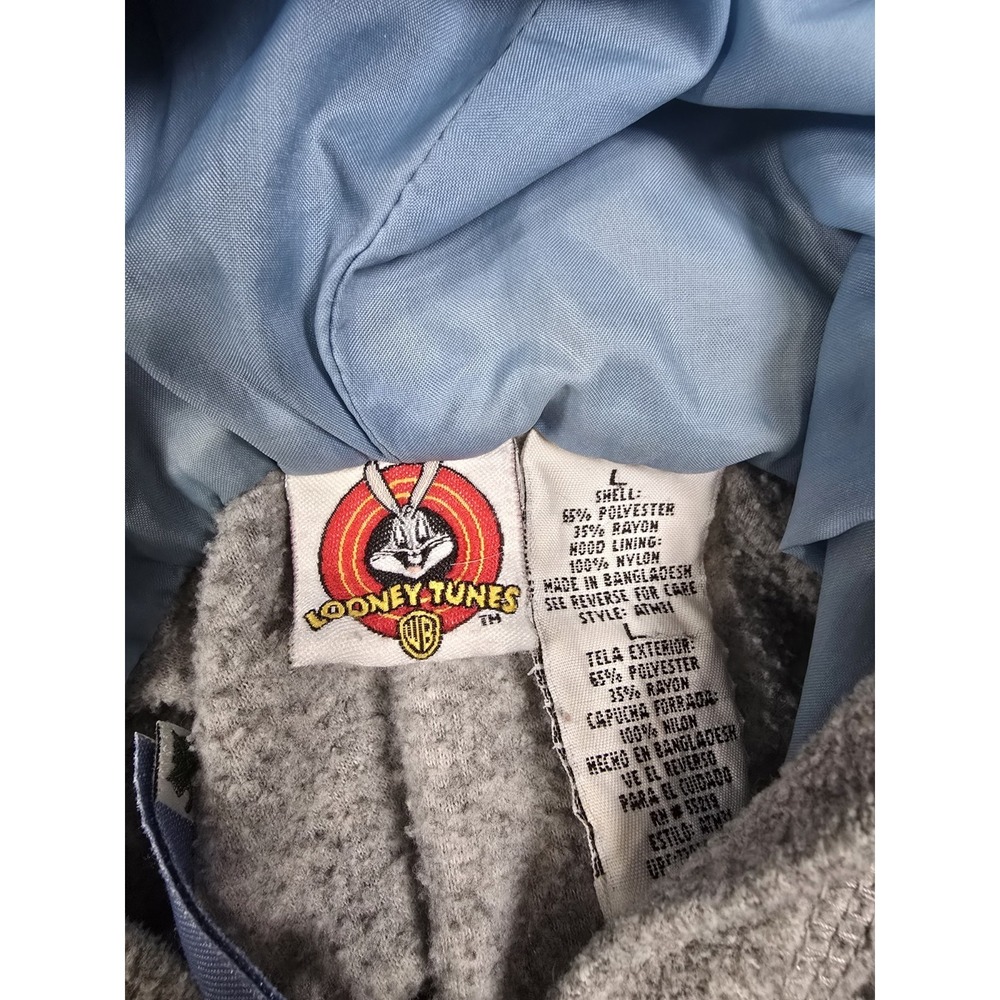 Vintage Looney Tunes Tweety Bird 1/4 Zip Hoodie Mens L Embroidered Warner Bros - Picture 3 of 6